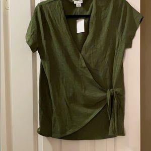 NWT J Crew Wrap-tie T-shirt Olive Size M